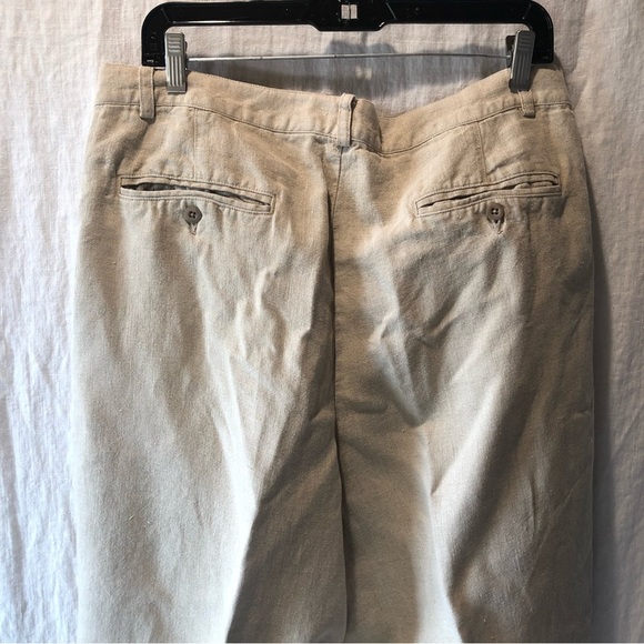 Mens 100 linen Eddie Bauer pleat front cuff hem pants size 36 tall - Picture 5 of 10